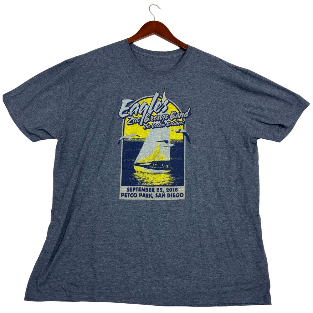 Eagles Zac Brown Band 2018 Petco Park San Diego Concert T Shirt Blue XXL 2XL